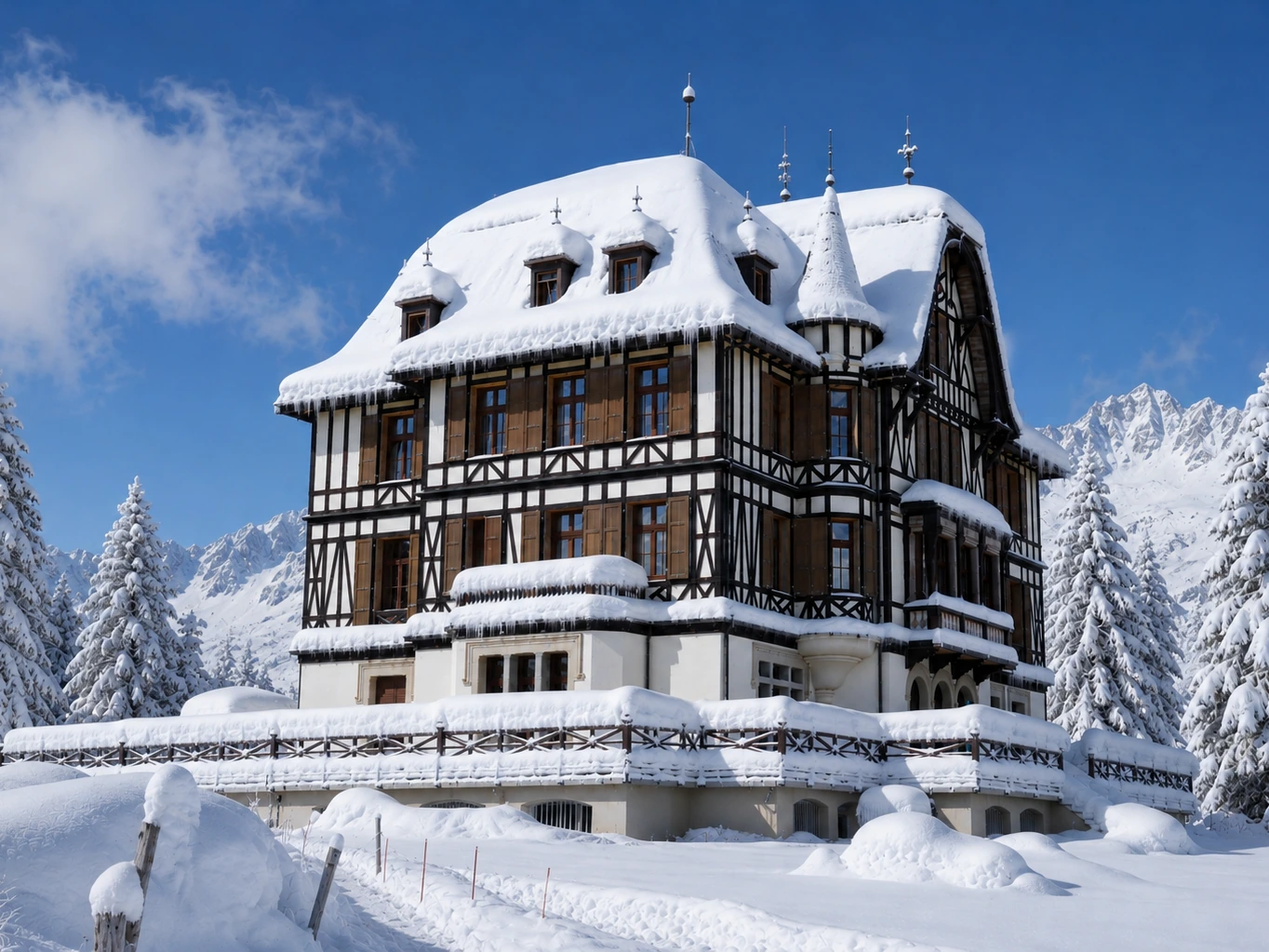 Villa Cassel auf der Riederfurka im Winter